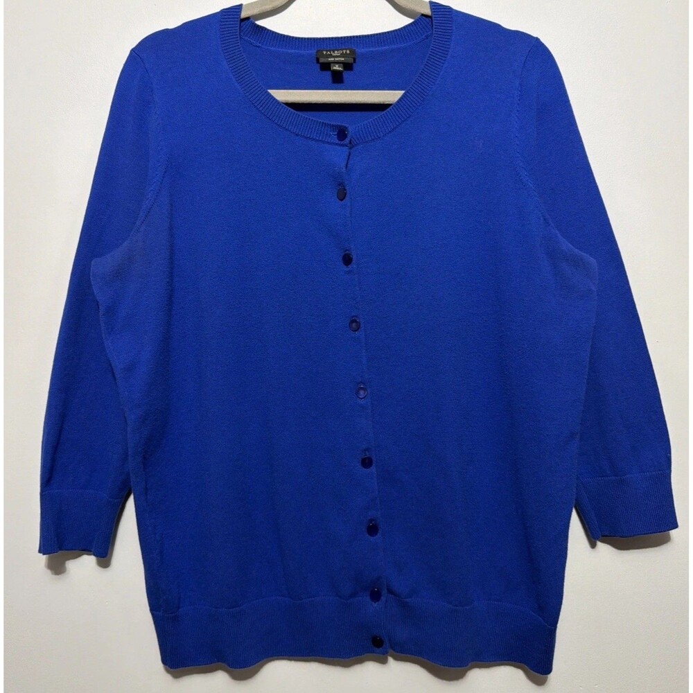 Talbots Royal Blue Button Cardigan Sweater 3/4 sleeves Size 1X